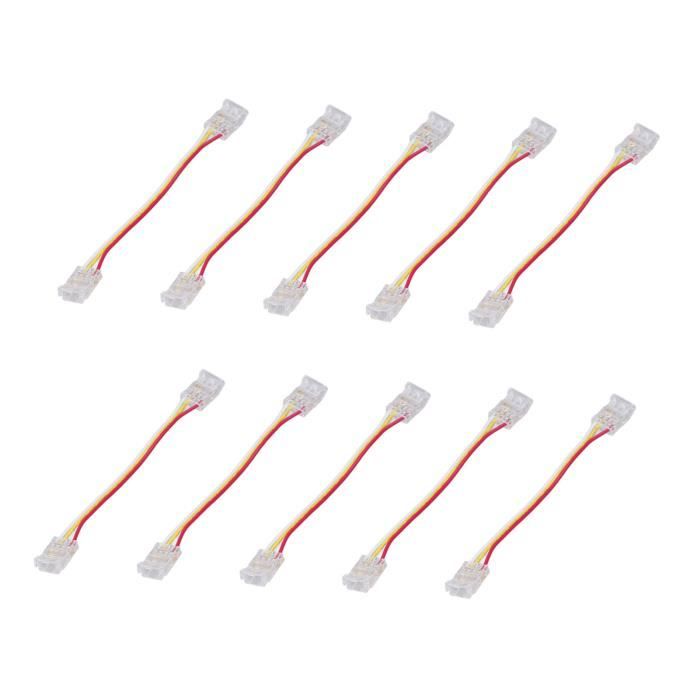 Connecteurs à 2 Broches Pour Bande LED COB - Lot De 5 - Tailles 8mm Et 10mm - Fixation Par Clip
