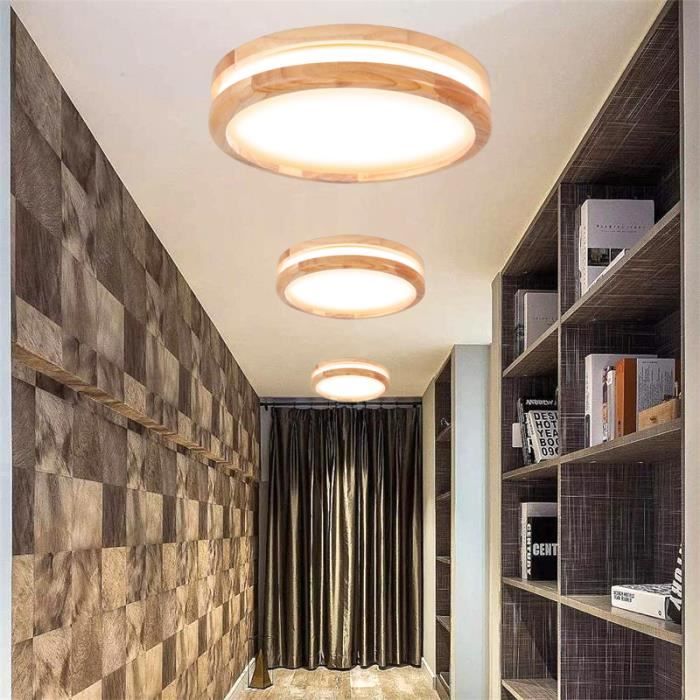 U-do Lot de 3 Plafonnier Couloir Retro Lustre Plafonnier LED Vintage Lampe de Plafon Industrielle en Bois Style