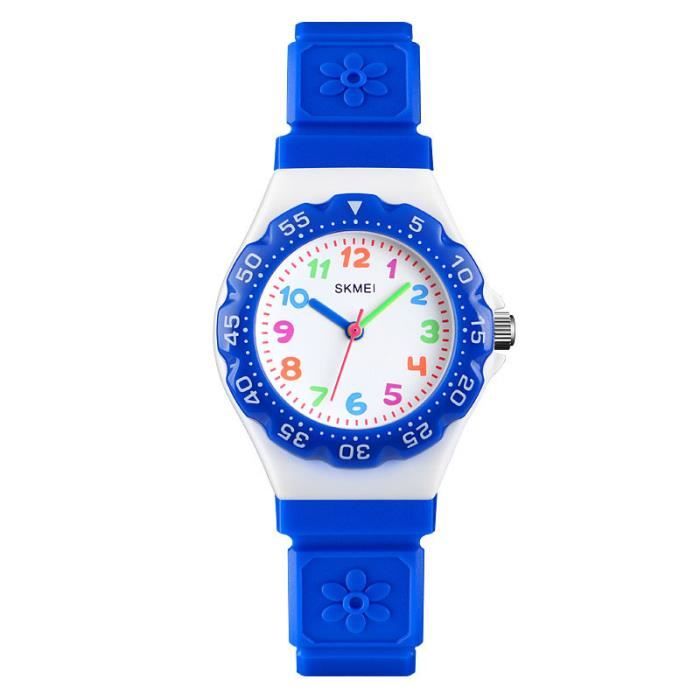 Montre Analogique éducative Pour Fille - Design Papillon, Cadran Coloré, Bracelet Silicone, 3-13 Ans