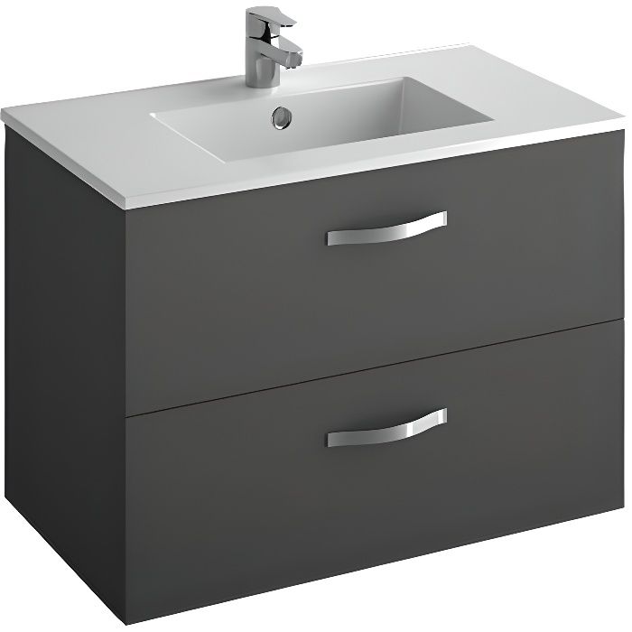 Jacob Delafon Meuble Salle De Bain Vasque 2 Tiroirs Melamine Anthracite L 80cm Ola Cdiscount Maison