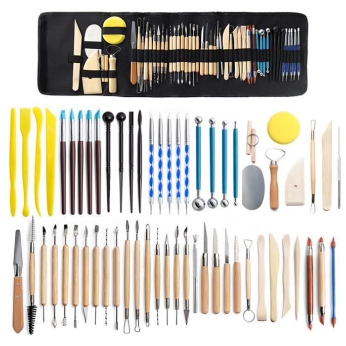 Kit 62 Outils Sculpture Poterie - Set Modelage Argile Avec Sac - Pour Céramique Et Artisanat