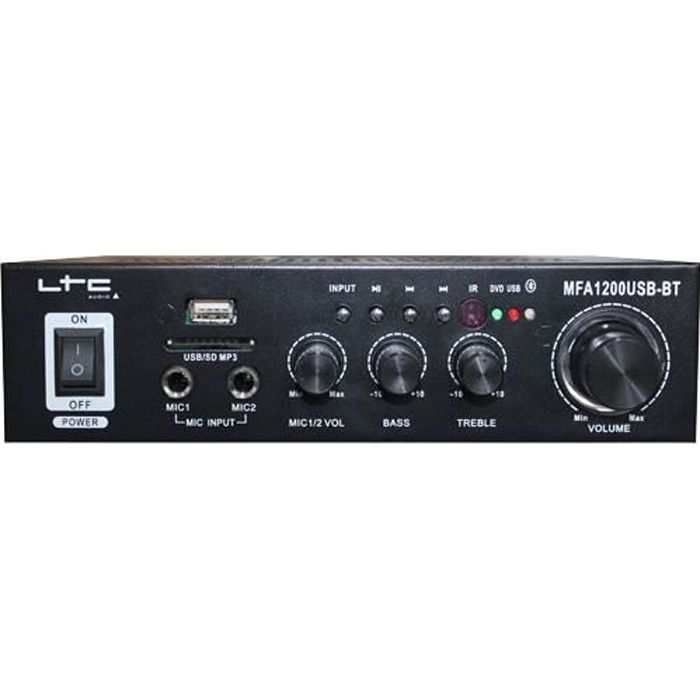Amplificateur karaoke LTC AUDIO MFA1200USB-BT-BL - Bluetooth, USB, SD, 2 x 50W