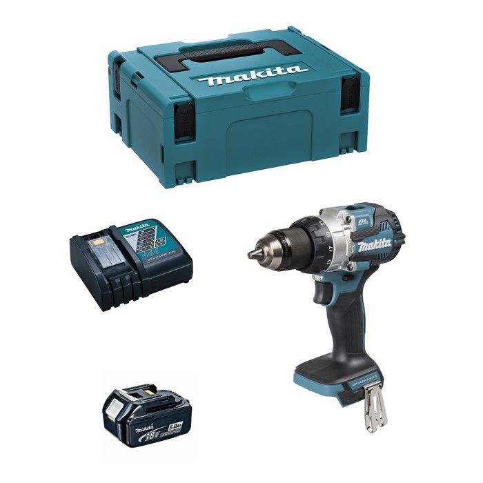 Perceuse à Percussion MAKITA DHP489RTJ1 1 x 50 Ah + DC18RC + MAKPAC 2