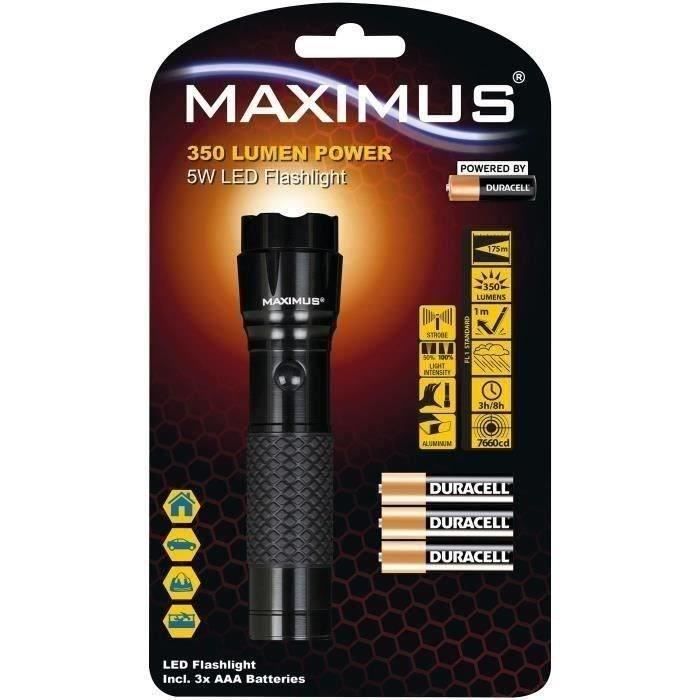 maximus lampe torche alu soft touch 350lm 5w réglable