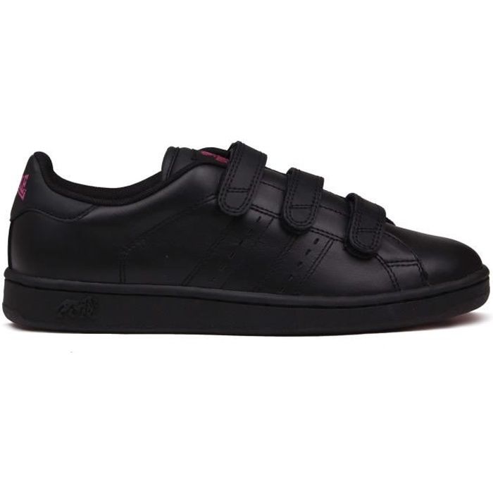 Baskets Lonsdale Leyton Femme Cuir Noir Scratch Noir cerise Cdiscount Chaussures