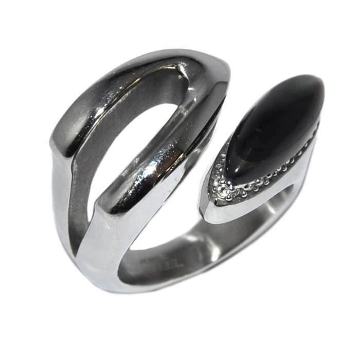 FOSSIL Bague en acier inoxydable argenté Nacre abalone zirconium T 54 bijou  blanc - Achat / Vente bague - anneau FOSSIL Bague en acier inoxy -