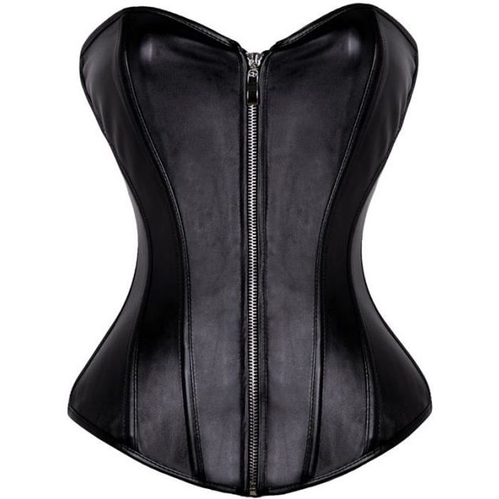 bustier cuir noir