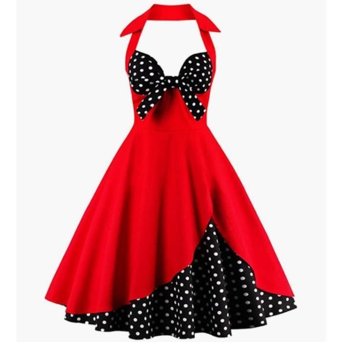 Femmes Vintage Retro Robe Trapèze Rockabilly à Fleurs Années 1950 50 60