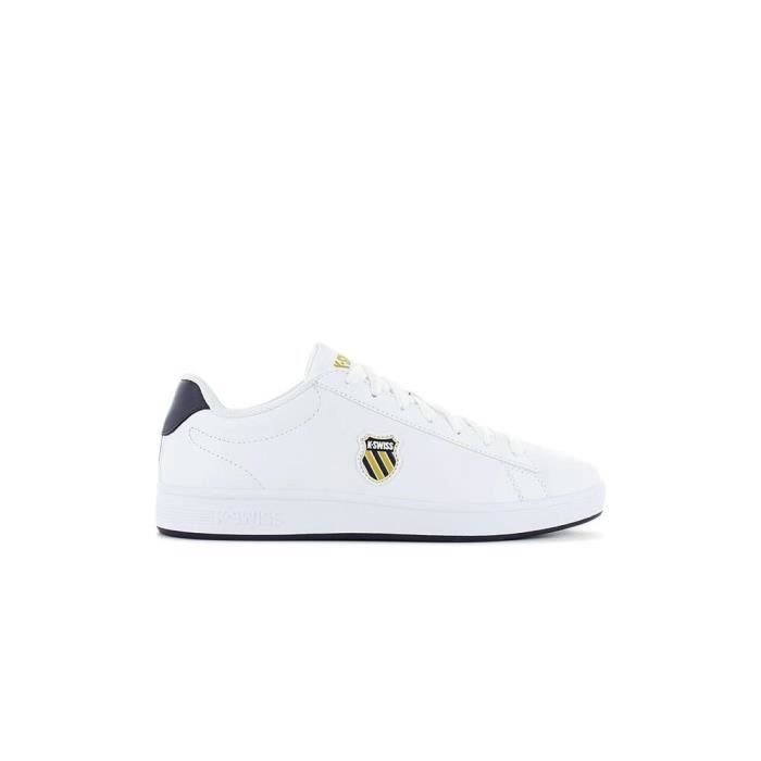 K-SWISS Chaussures de tennis K-SWISS Court Shield pour homme en cuir blanc à lacets - modèle 06599856M