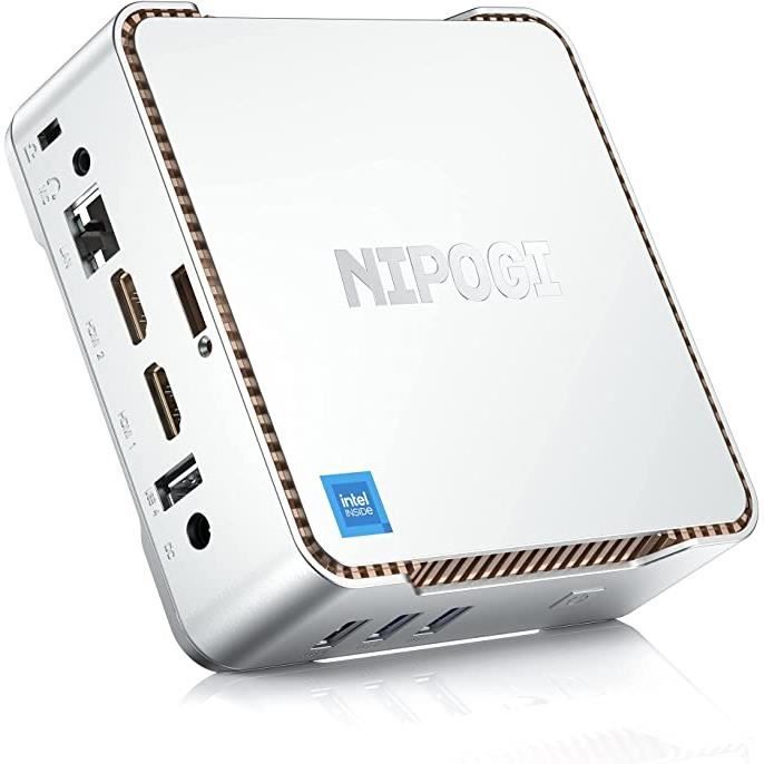 NiPoGi Mini PC Windows 11 Pro,GK3 Plus, Intel Alder Lake-N-95 (3,40  GHz),16Go RAM 1To SSD,WiFi 5.0 BT 4.2,Argent - Cdiscount Informatique