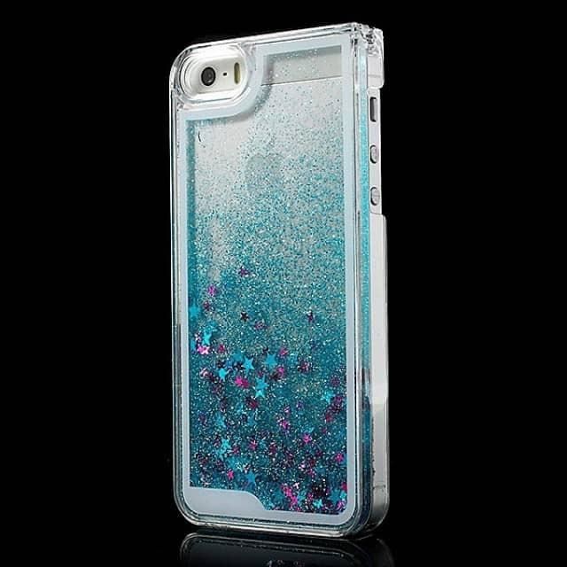 Coque Rigide Paillette Iphone 5 5s Se Liquide Eau Sable Etoile Protection Apple Bleu Cdiscount Telephonie