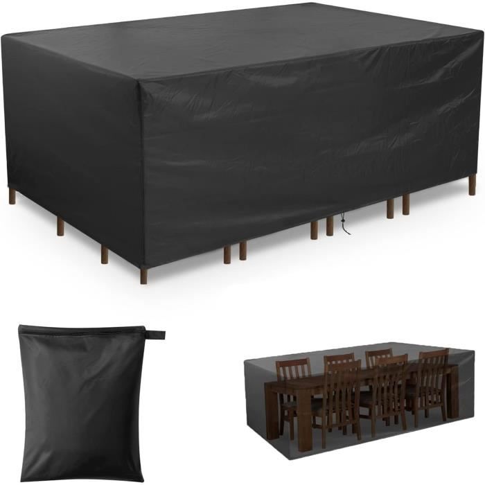 Housse Table De Jardin 190x135, Housse Salon De Jardin 190x135x90cm Rectangulaire Imperméable Bache De Protection Exterieur Housse De Meuble Anti-UV Tissu Oxford (190x135x90cm