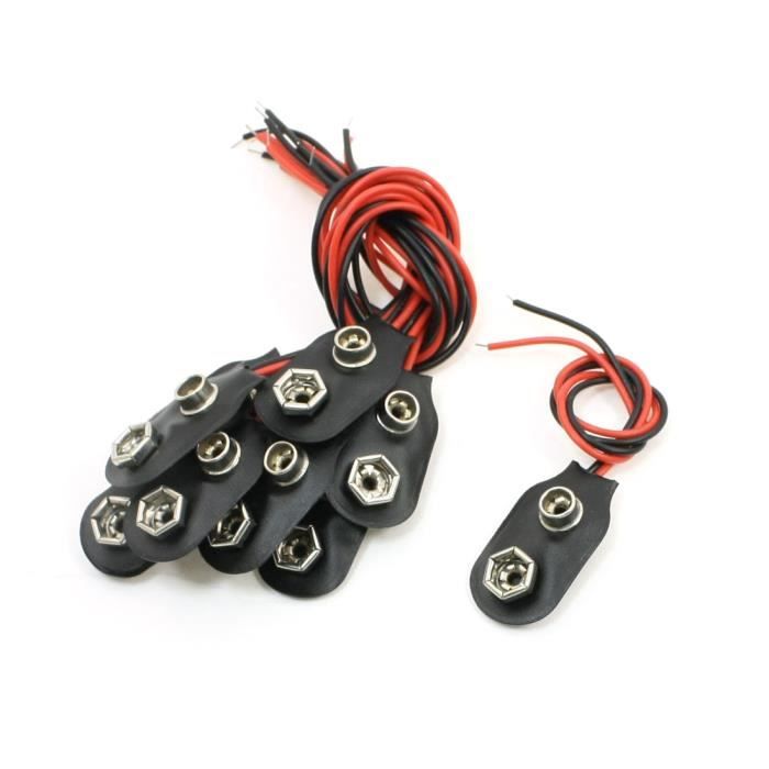 Porte-pile pile 9 Volts type T Connecteurs Câble boucle clip DIY 10 pcs