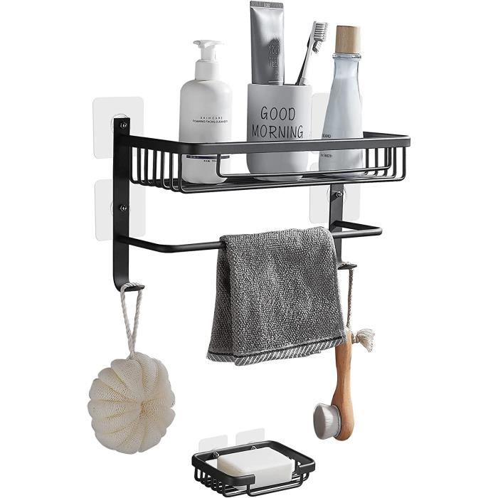 Étagère De Douche Télescopique DUFU - Rangement Angle Sans Perçage 4 Paniers Métal Noir
