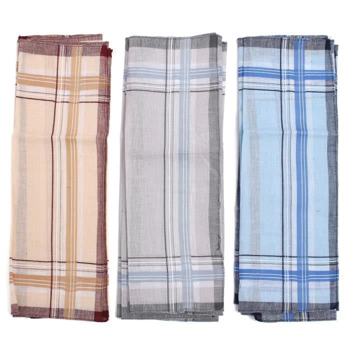 Lot de 12 mouchoirs Homme MATHIEU 40x40cm 100% coton - Bleu - 18.90