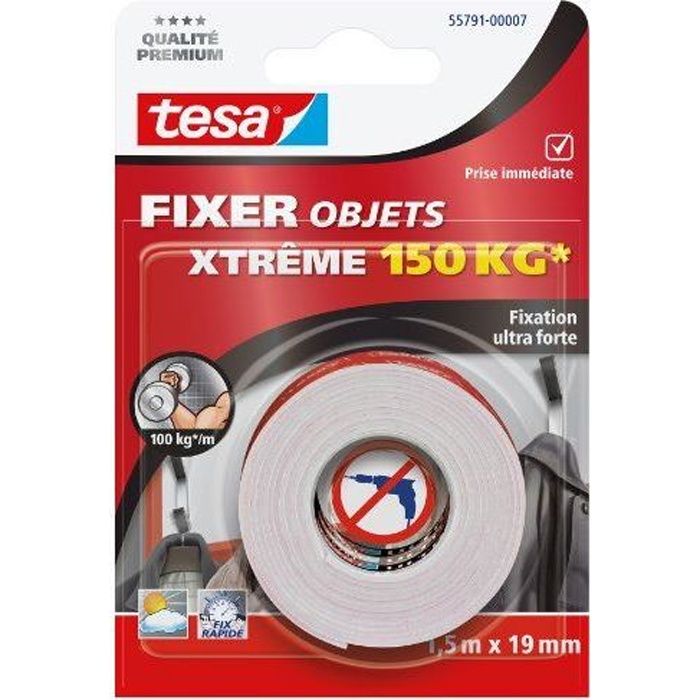 TESA - Adhésif double-face fixation ultra-forte 500kg 5m x 19mm