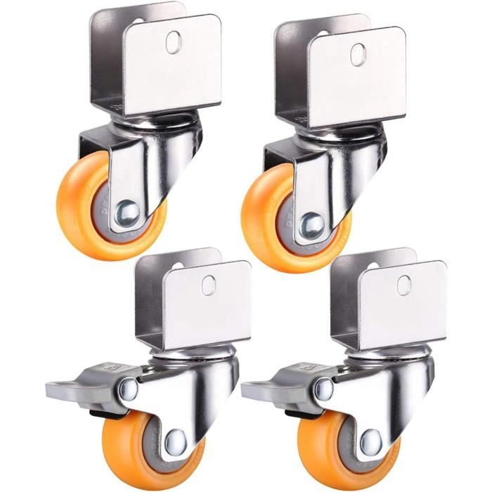 Lot De 4 Roulettes à Oeil Pivotantes Et Pivotantes à Frein Diamètre 125