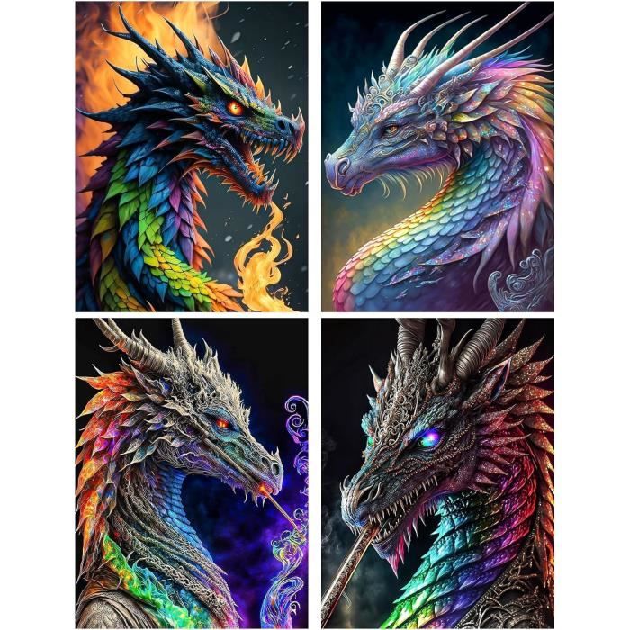 Kit Diamond Painting 5D Complet 4 Pack - Peinture Diamant DIY 30x40cm Pour Adultes Et Enfants