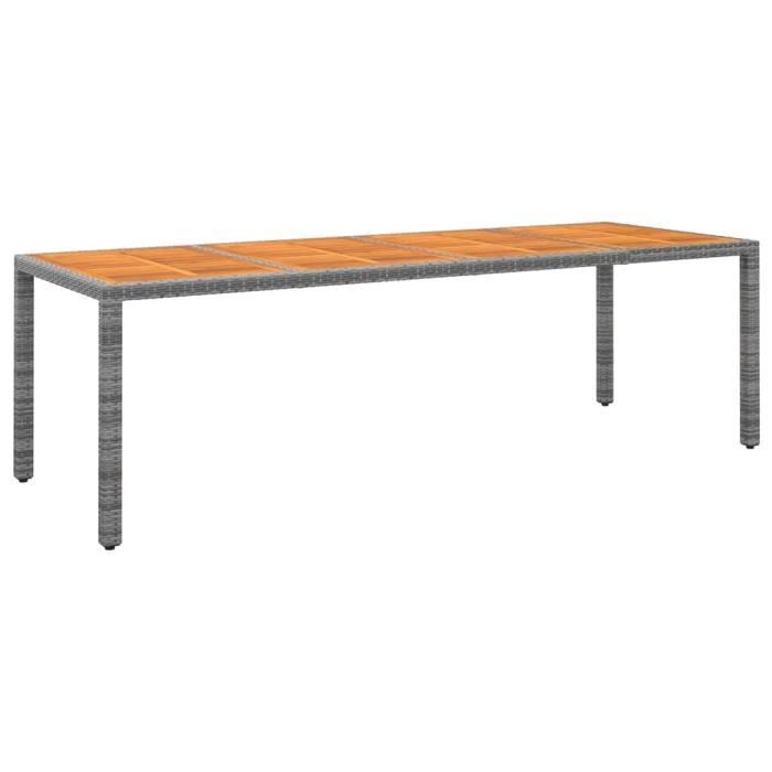 "Promo"Table Extérieure LMT - Table de jardin gris 250x100x75 cm résine tressée-bois d'acacia 35,4Kg