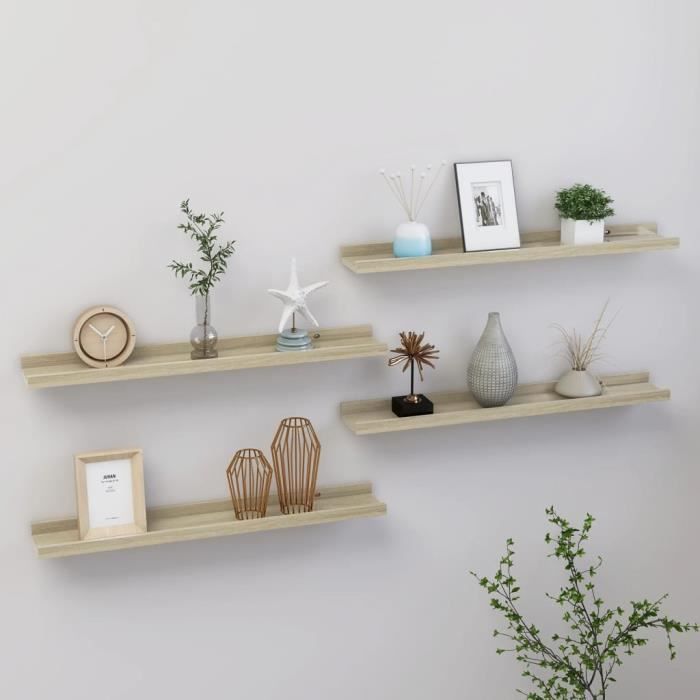vidaXL Étagères murales 4 pcs Chêne Sonoma 60x9x3 cm