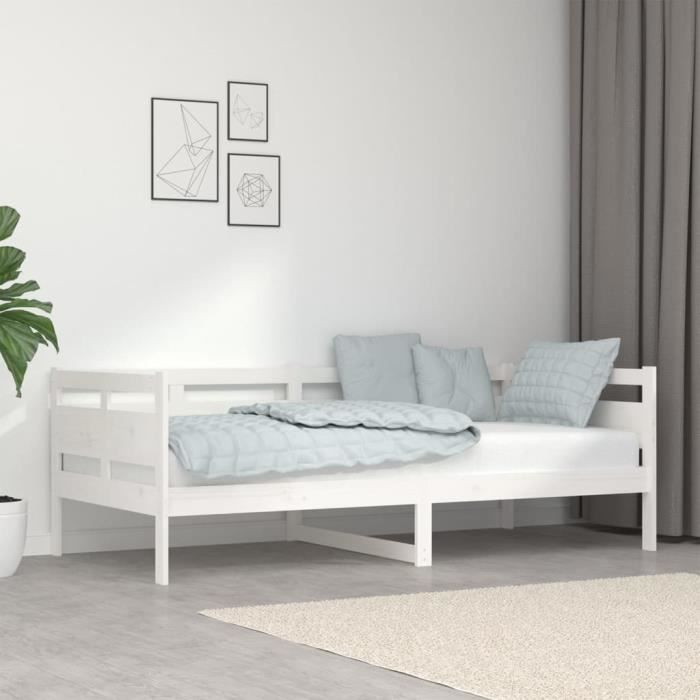 vidaXL Lit de jour Blanc Bois massif de pin 90x190 cm 820308