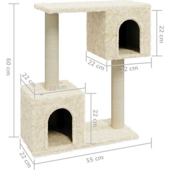 Meilleurs prix pour Arbre à chat - VINGVO - YIN(171430) - Crème - 55 x 22 x 60 cm - Griffoirs en sisal