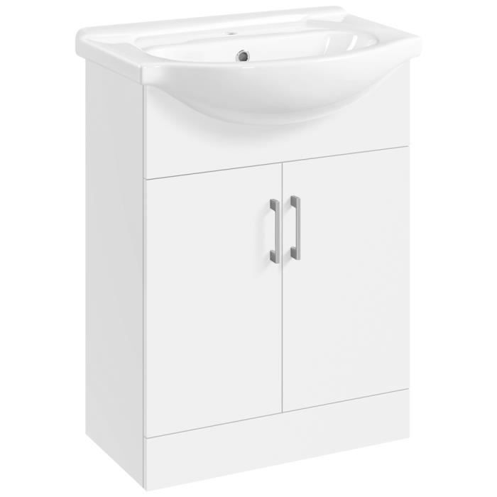 Yaheetech Meuble Salle de Bain avec Vasque en Céramique Armoire sous Lavabo Encastrée Charnières Soft-close 61 × 43 5 × 84 cm Blanc Yaheetech Meuble Salle de Bain avec Vasque en Céramique Armoire sous Lavabo Encastrée Charnières Soft-close 61 × 43 5 × 84 cm Blanc