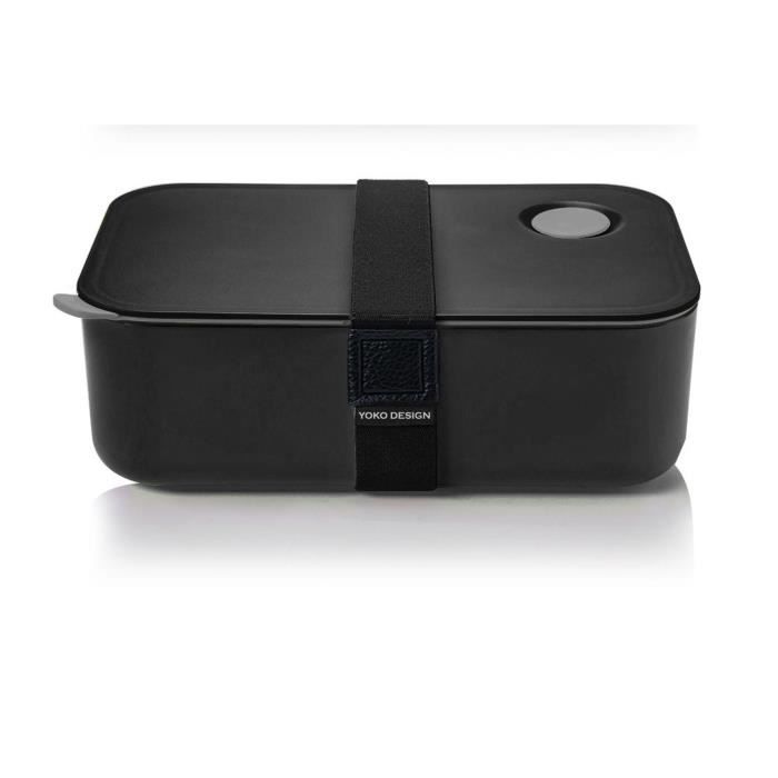 Lunch box Yoko Design noir 2 étages 1,2L + couverts