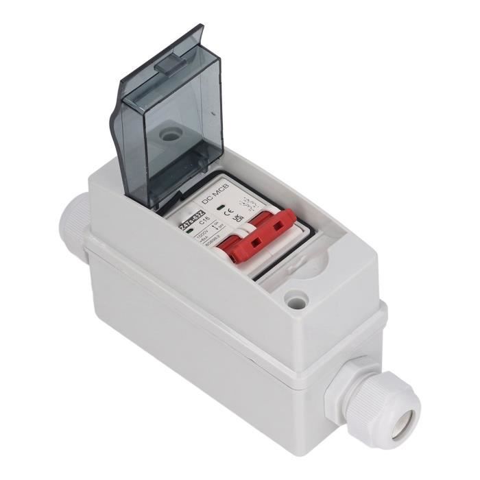Warmfay Disjoncteur PV 16 A 2 pôles, disjoncteur CC système PV 1000 V avec câble de fiche solaire, boîtier étanche IP65 et protection UV, disjoncteur CC pour système solaire