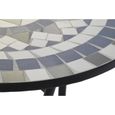 Table de jardin ronde en fer noir et pierre multicolore - hauteur 72 x diamètre 60 cm-1