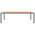 "Promo"Table Extérieure LMT - Table de jardin gris 250x100x75 cm résine tressée-bois d'acacia 35,4Kg-1