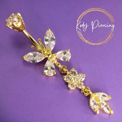 Piercing Arcade Femme Piercing Nombril Bananabell En Acier Chirurgical | Avec 2 Cristaux | Taille 6mm 1.6mm Bananabell Acier Chirurgical