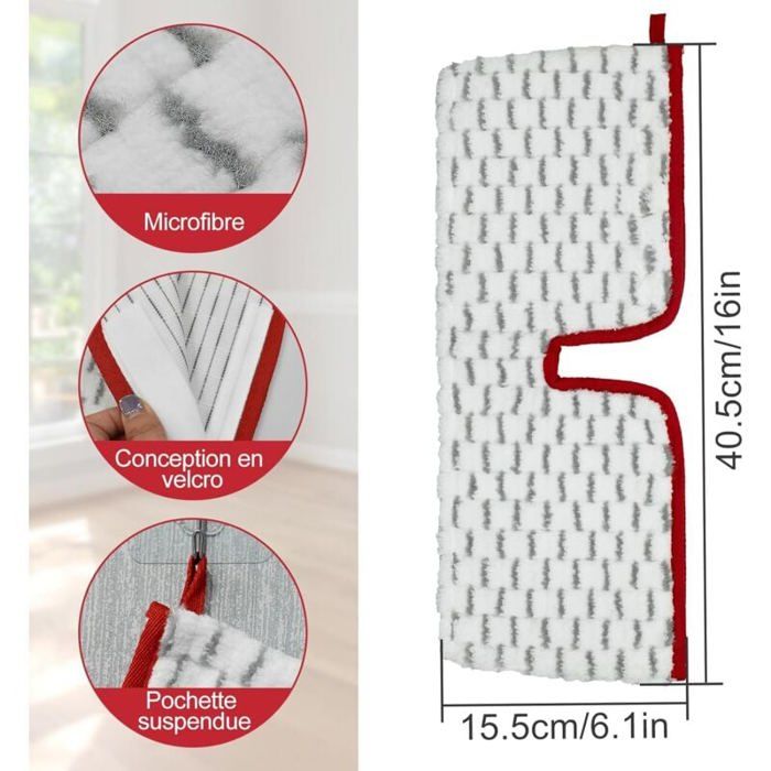 Tampon Lavable Machine 40x16 Cm Double Face Bixury 4 Pièces 2 En 1 Réutilisable Tampons Microfibre Pour Vileda 1-2 Spraymax Mop En Microfibre Lavable Coussin De Nettoyage Pour Serpillière Recharge Microfibres Pour
