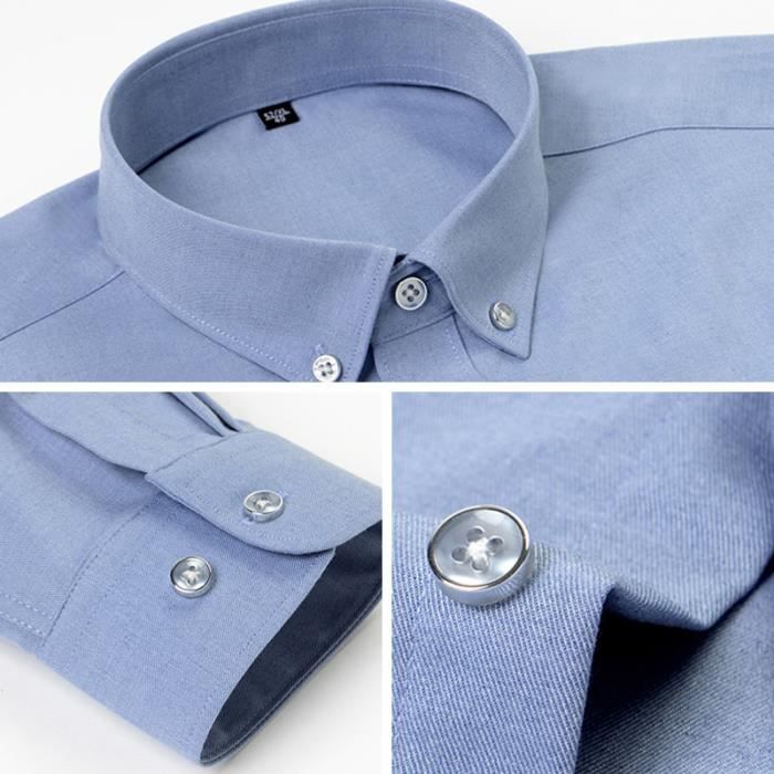 Chemise Homme Business Slim Fit Manches Longues Chemise Stretch