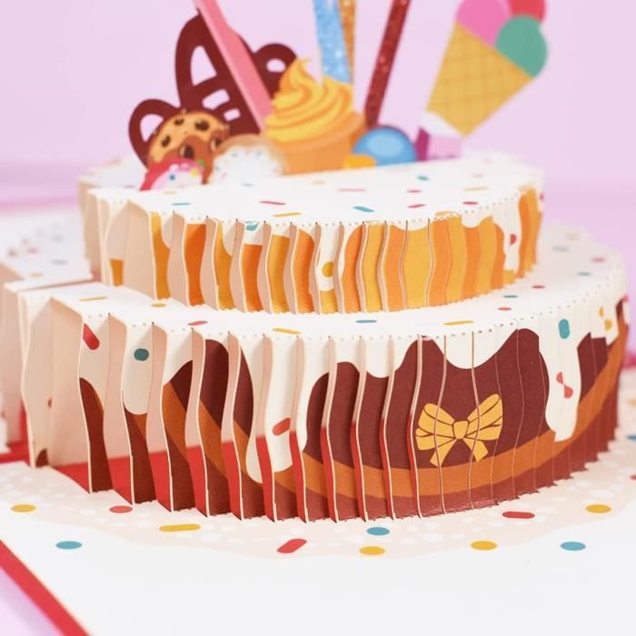 100 Cartes D'anniversaire Pop-up 3D - Gâteau, Origami, Artisanales, Invitation