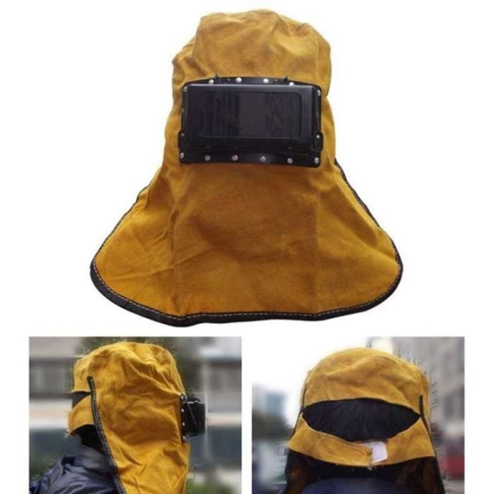 Masque De Soudage En Cuir Avec Lentille - Protection Faciale, Résistant à La Chaleur - Pour Soudure à L'arc
