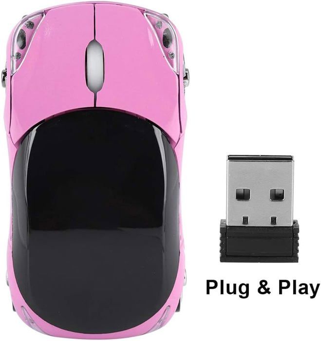 Souris Optique Sans Fil Créative En Forme De Voiture - Design LED, Connexion USB, Générique 3 Ans Garantie
