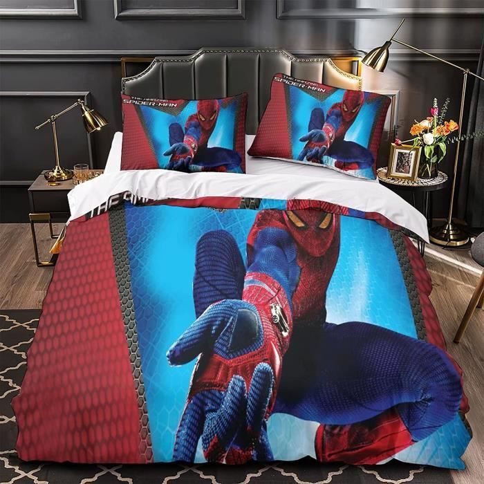 Marvel Spiderman Set Copripiumino e Federa, Accessori Camera da Letto Regalo Ragazzo (Spiderman blu