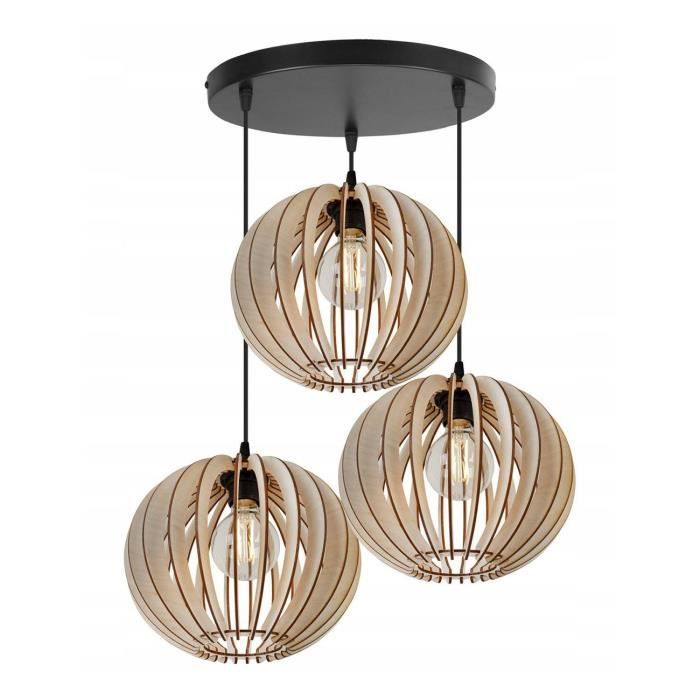 Light-Home Abat Jour Suspension Luminaire Lustre Industriel Timber ...