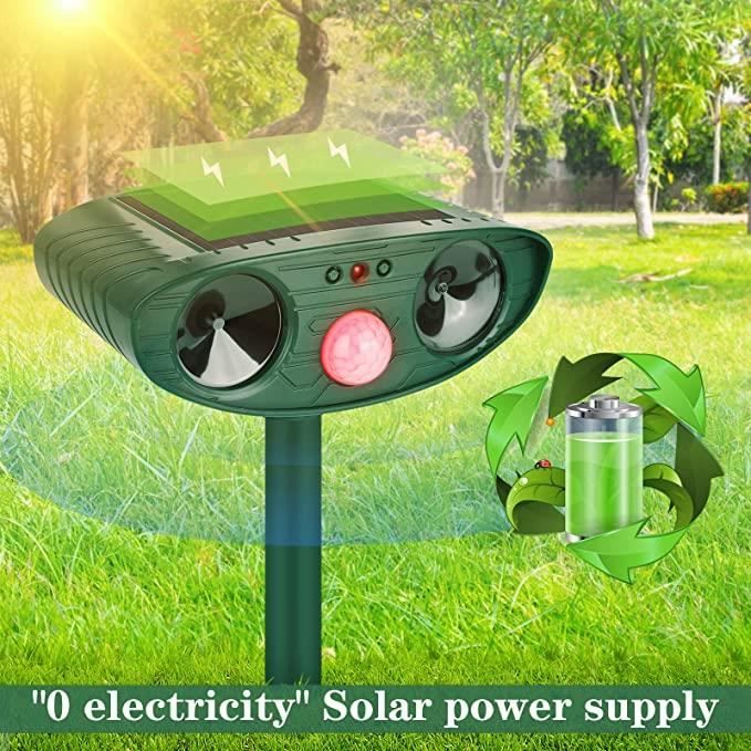 Répulsif à Ultrasons Solaire Anti-Chats & Rongeurs - Détecteur Mouvement, Étanche IP44, Portée 8m | Pour Jardin & Extérieur