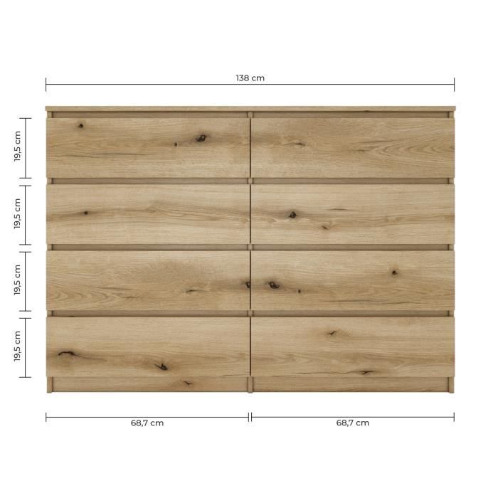 YITAHOME Commode à 8 Tiroirs En Tissu Noir - Meuble Rangement Avec Plateau Bois Durable Pour Chambre, Salon, Couloir Et Enfant