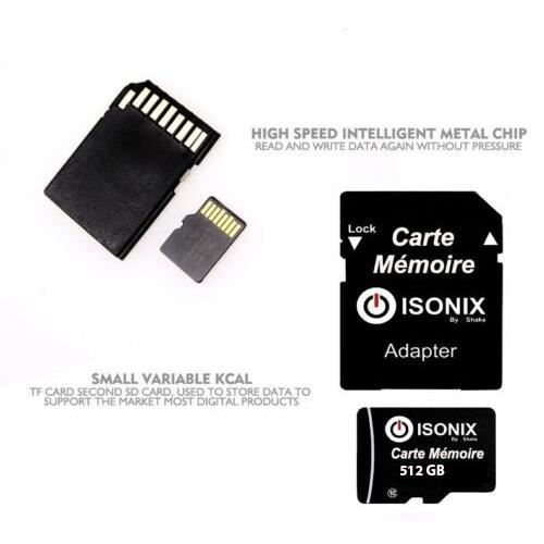 Carte Micro SD 512 Go Carte Micro SD SDXC Haute Vitesse Classe 10 avec  Adaptateur (512 Go-hj)[~882] - Cdiscount Appareil Photo