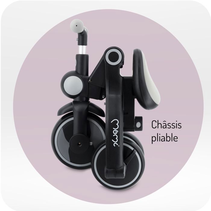 Tricycle enfant MoMi 4in1 SOLIVIA avec guidon télescopique, ceintures de sécurité 5 points, pour enfants à partir de 12 mois, avec capote pare-soleil, roues en PU, sac et porte-gobelet
