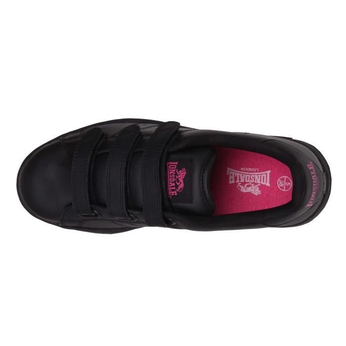 Baskets Lonsdale Leyton Femme Cuir Noir Scratch Noir cerise Cdiscount Chaussures