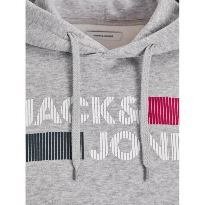 JACK & JONES Sweatshirt à Capuche Gris/Noir Homme Gris - Cdiscount