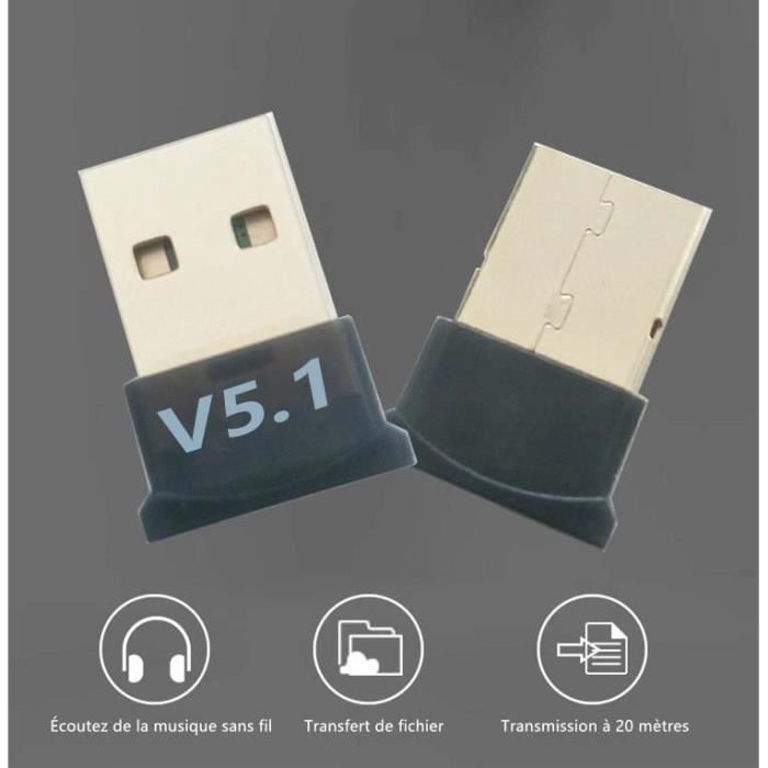 Adaptateur USB Bluetooth 5.1, Clé Bluetooth Dongle pour Windows 11/10/8.1,  Supporte Casque, Souris, Manette, Clavier, Imprimantes, P - Cdiscount  Informatique