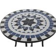 Table de jardin ronde en fer noir et pierre multicolore - hauteur 72 x diamètre 60 cm-3