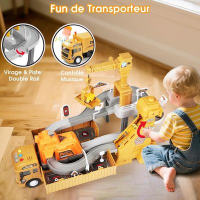 Circuit Voiture Électrique Double Voie 1:64 – 4 Voitures, 2 Télécommandes, Piste 7.2m Ou 4.36m – Cadeau Enfant 6-10 Ans
