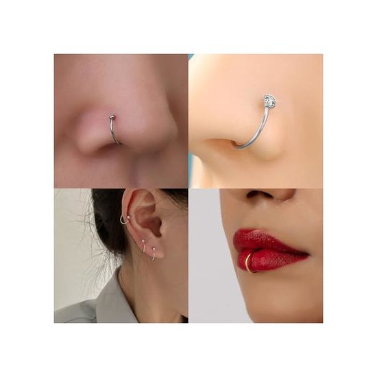 8 Pièces Anneaux de Nez Boucles D'oreilles,Piercing Nez Hypoallergénique Anneaux Nez en Titane Anneaux à Lèvres Anneaux Segmentés Articulés pour Femmes Hommes Cartilage Septum Piercing Or Argent 8 Pièces Anneaux de Nez Boucles D'oreilles,Piercing Nez Hypoallergénique Anneaux Nez en Titane Anneaux à Lèvres Anneaux Segmentés Articulés pour Femmes Hommes Cartilage Septum Piercing Or Argent