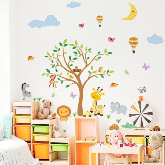 Nursery Enfants Filles Garçons jungle animaux Wall Stickers Decals Chambre à coucher 